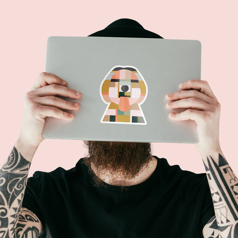 Abstract Labradoodle Dog Premium Vinyl Sticker, Water Bottle Sticker, Dog Lover Gift, Golden Doodle Laptop Decal, Stocking Stuffers